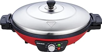 ALSAIF 2200W Electric saj Fryer for cooking Liver and Meat Hot Muti-Cook Plate, With Removable Plate, Easy To Use and Clean, Red, E04421/RD 2 Years warranty