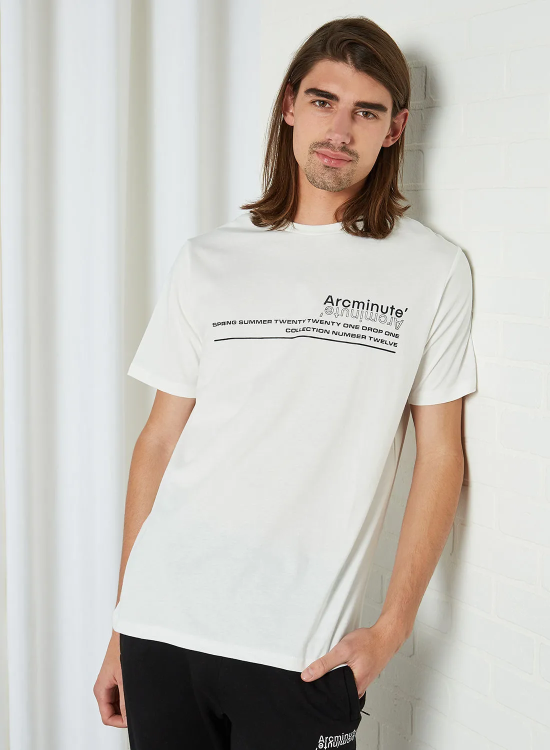 Arcminute Contrast Logo T-Shirt Ecru