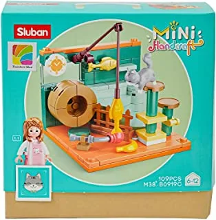 Sluban Mini HandCraft Series - Cat Room Building Blocks 109PCS With Mini Figures - For Age 6+ Years Old