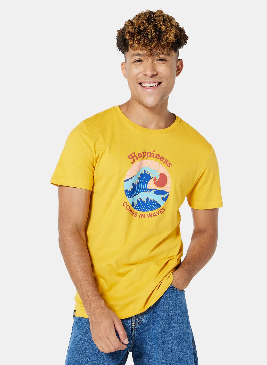 DEDICATED Happiness Crew Neck T-Shirt Yellow