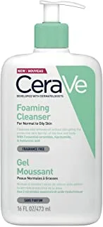 CeraVe Foaming Cleanser Face and Body Wash for Normal to Oily Skin with Hyaluronic Acid, Niacinamide and CeramidesFragrance Free Paraben Free 16Oz, 473 ML