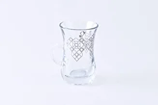 Glass Tea Tumbler W/Handle set Glory Platinum /6 pcs