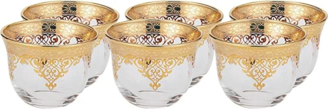 ABKA Turkey Vintage Turkish Tea Glasses Cups Set of 6 for Party - (Arabic tea cups) 6PCS CAWA CUPS SET GOLD AURA