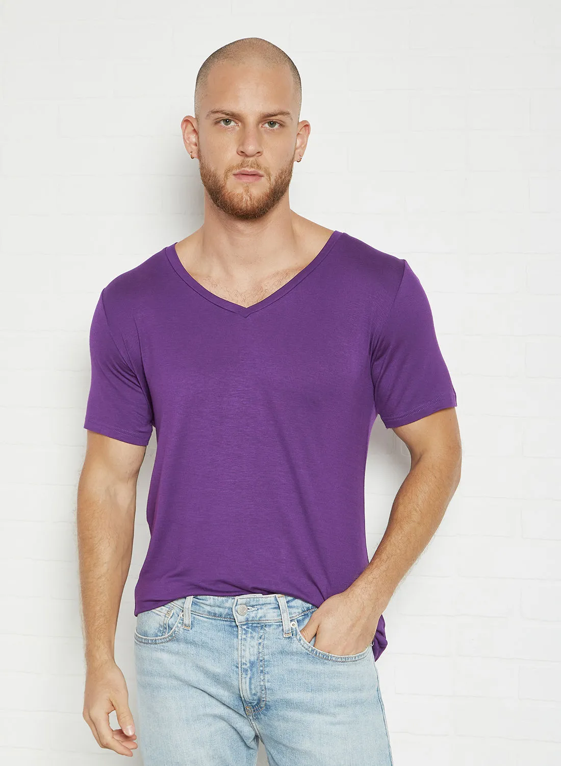 STATE 8 V-Neck T-Shirt Light Purple