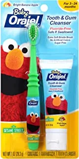 Orajel Baby Elmo Tooth and Gum Cleanser with Toothbrush, Apple Banana, 1 Ounce