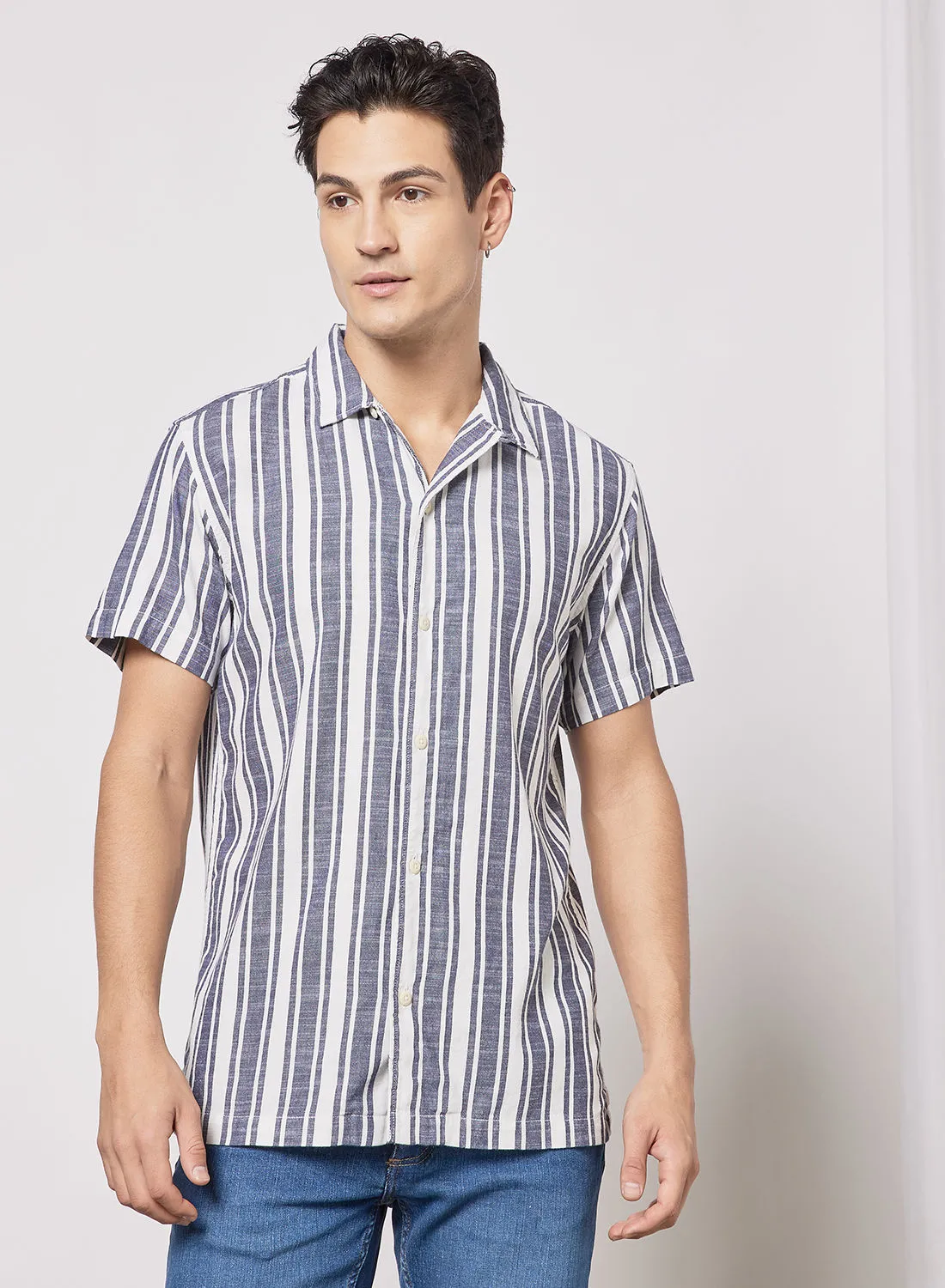 Selected Homme Striped Short Sleeve Shirt متعدد الألوان
