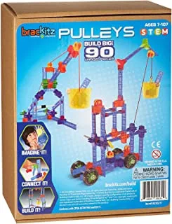 Brackitz Pulleys 90 قطعة STEM لعبة بناء آلات بسيطة للأطفال من سن 7 و 8 و 9 سنوات | مجموعة البناء التربوي للأطفال | ساعات من التعلم الإبداعي والمرح