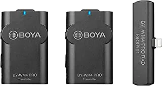 Boya BY-WM4 PRO-K4 نظام ميكروفون لاسلكي 2.4 جيجا هرتز لأجهزة iOS - رمادي