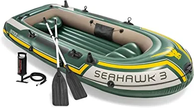 Intex Seahawk 3 Boat Set, 116-Inch x 54-Inch x 17-Inch Size, Green/Yellow