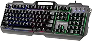 Datazone Keyboard Metal Panel Colorful Led Backlit Wired Desktop Keyboards Water Resistant USb Gaming Computer Keyboard Wath Mobile Phone Stand.(Ak-800 Black)