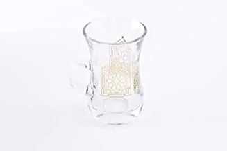Glass Tea Tumbler W/Handle Set AndalUSia Gold /6 Pcs