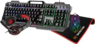 مجموعة لوحة مفاتيح الألعاب داتا زون - مجموعة LED ميكانيكية من 4 عالية الجودة - أفضل ماوس ولوحة مفاتيح للألعاب مع سماعات رأس قابلة للضغط لألعاب الفيديو وملحقات الكمبيوتر AK-700 ، أسود