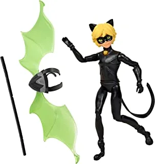 Miraculous Cat Noir with Battle Wings Ladybug Doll, 12 cm Height, Multicolor