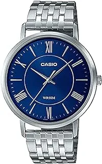 Casio Watch Dress Analog - Men'sBlue Dial Stainless Steel Band MTP-B110D-2AVDF.