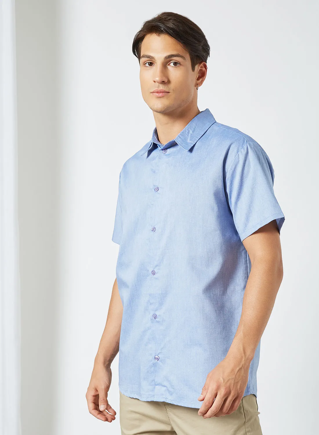 STATE 8 Oxford Chambray Short Sleeve Shirt Blue