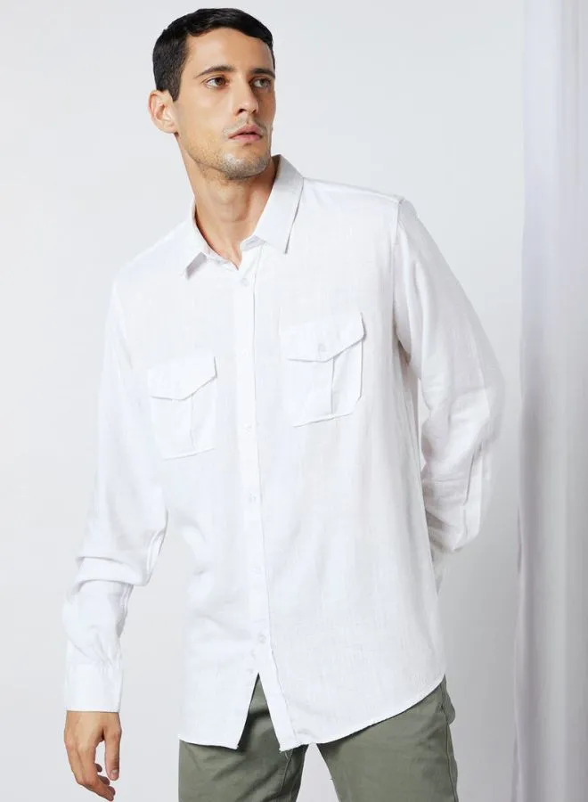 BRAVE SOUL Galloway Shirt in Optic White Optic White