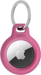 جراب Belkin AirTag مع حلقة رئيسية (غطاء واقٍ لحامل آمن لعلامة الهواء مع ملحق مقاومة للخدش) - وردي