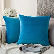 In House Bondi Blue Velvet Decorative Solid Filled Cushion Set of 2 Pieces, 30 * 30 centimeter