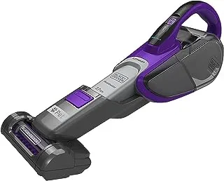 Black & Decker 10.8V 27W Li-Ion Cordless Smart Tech Pet Dustbuster Handheld Vacuum with Motorized Pet Head Jack Plug Charger & Wall Mount Purple/Grey DVJ325BFSP-GB 2 Years Warranty