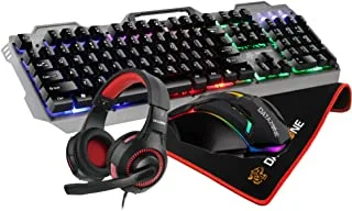 Datazone Wired Gaming Keyboard And Mouse,4 In 1 Gaming Combo,Rainbow Led Backlit Keyboard,Optical Gaming Mouse,Pc Gaming Headset 3.5Mm,Gaming Mouse Pad For Pc Gaming Ak-400, Black