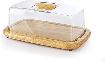 Billi Wooden Serving Tray, Cheese Dome with Acrylic Cover/Lid, 30.5 x 18 x 11.5cm WP-910, Beige
