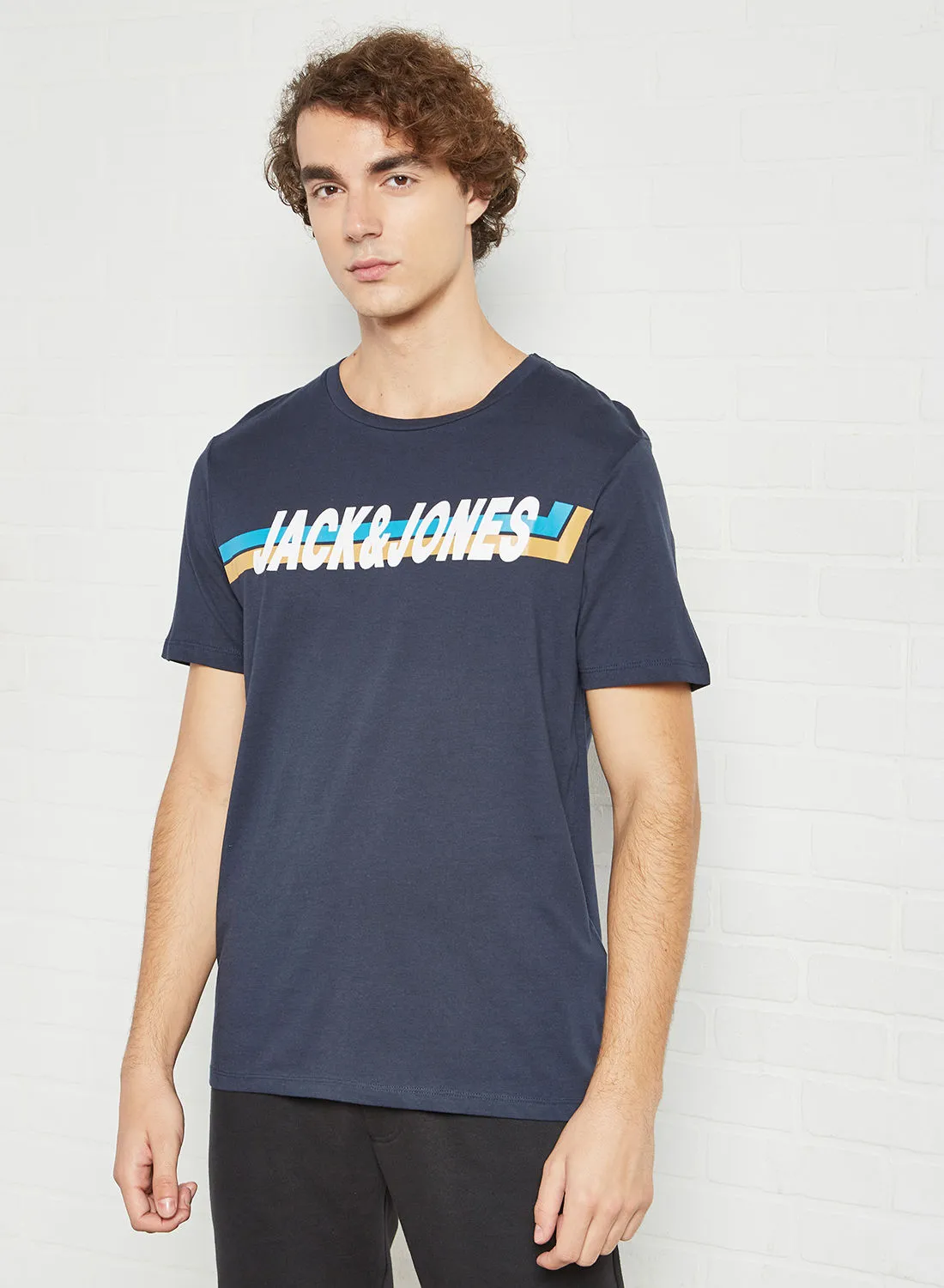 JACK & JONES Logo Print T-Shirt Navy