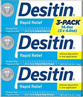 Desitin Rapid Relief Diaper Rash Cream, 4.8 Ounce, (Pack of 3)