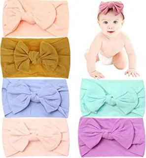 SKY-TOUCH 6 Pieces per Pack Multicolored Headbands, Nylon Stretchable Head Wrap Super Soft Hair Accessories for your Newborn Baby Girls, Infants, Toddlers and Kids