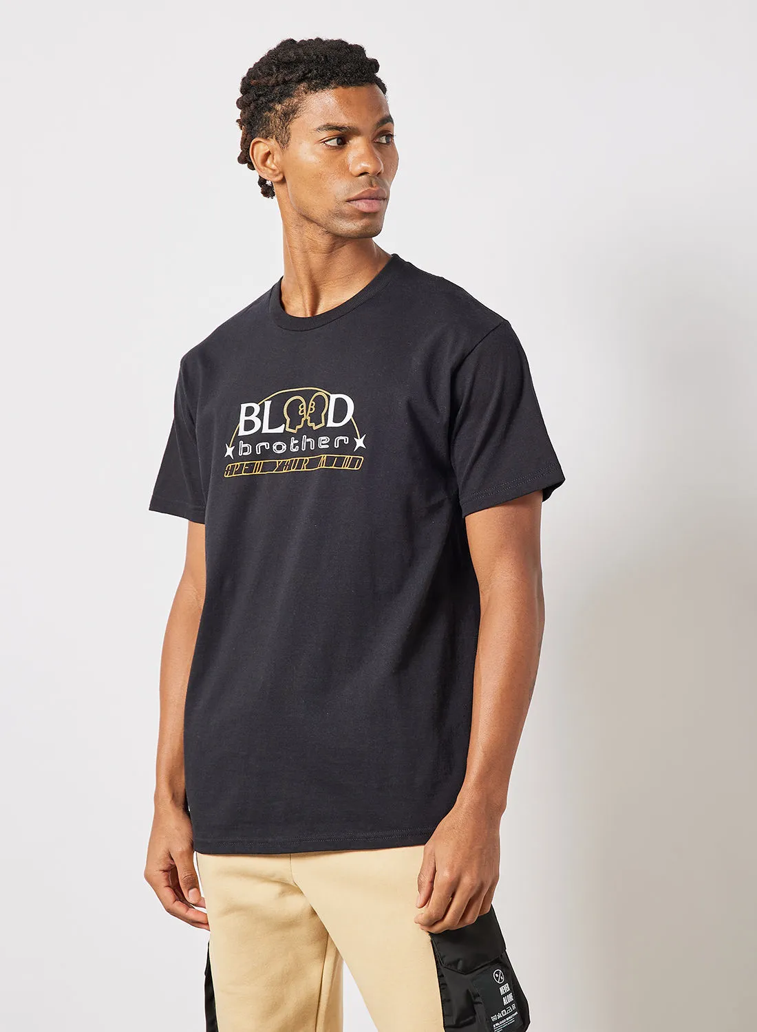 Blood Brother Skyline Slogan T-Shirt Black