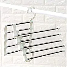 High Quality 5 In 1 Stainless Steel MultiLayer Multifunction Magic Pants Rack Trouser hanger, Multicolor, WHD1184