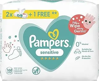 Pampers Baby Wet Wipes, Sensitive Protect, 3 Packs x56, 168 Wipes