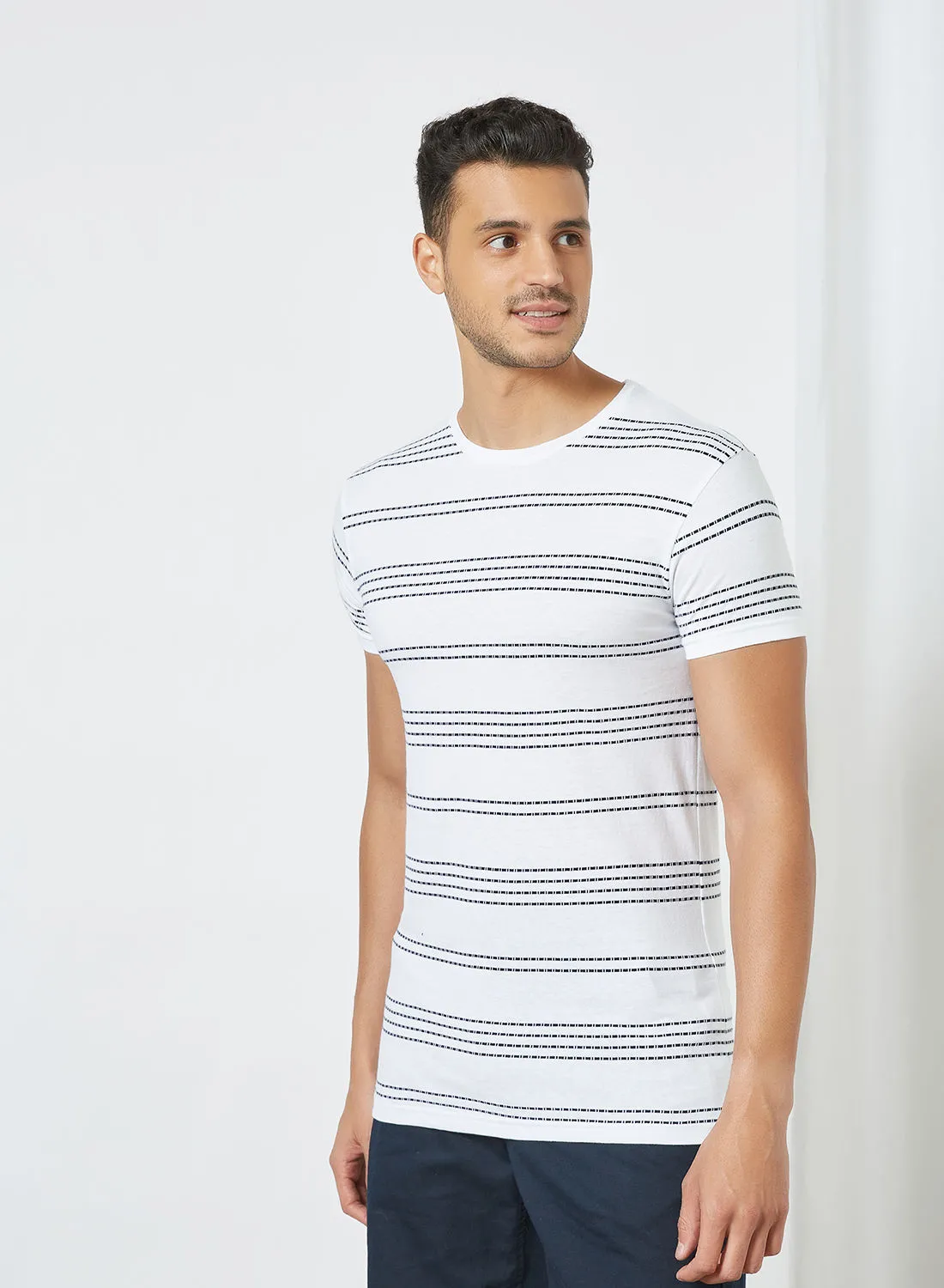 Sivvi x D'Atelier Short Sleeve Stripe Print T-Shirt White