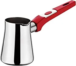 Hascevher Yaprak Coffee Pot with Venus Bakalite Handle, 330 ml Capacity, Silver/Red