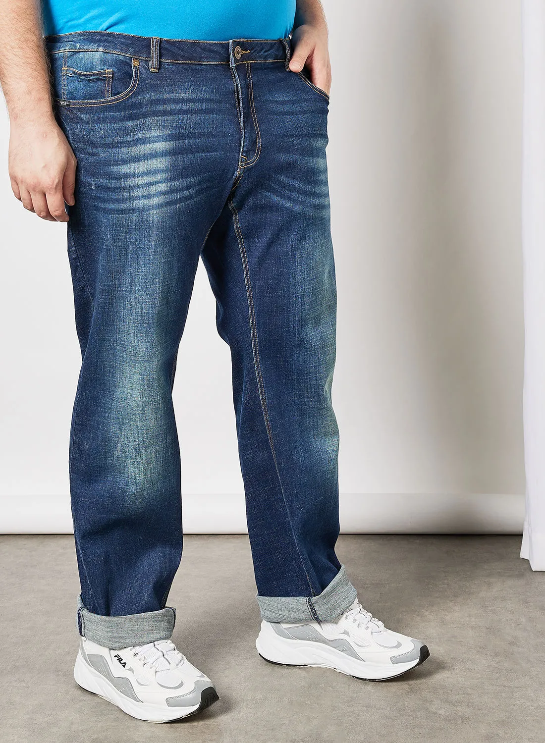 Replika Jeans Plus Size Washed Regular Jeans Blue