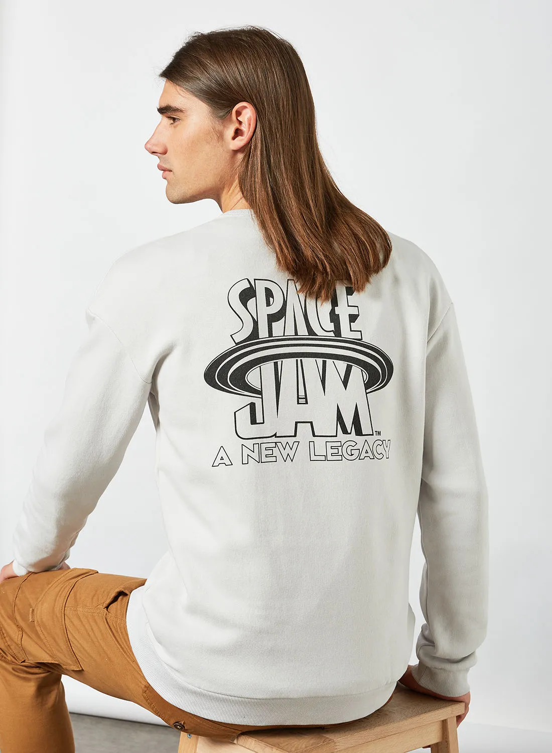 JACK & JONES Space Jam Sweatshirt Light Grey