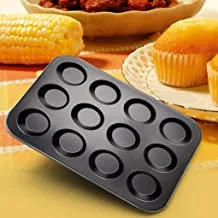 SHOWAY 12 Cavity Cupcake Bakeware Pan Non-stick Carbon Steel Muffin Cakes Bread Jelly Baking Tray