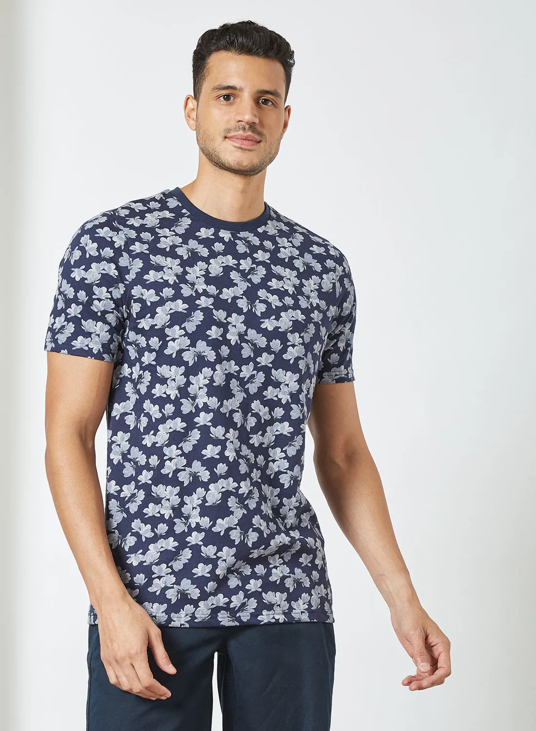 Sivvi x D'Atelier Short Sleeve Floral Print T-Shirt Navy