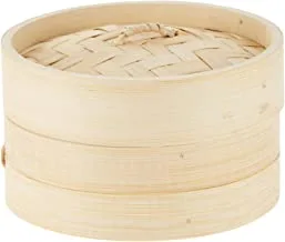 CuisineArt 15cm Bamboo Steamer,1-Tier Organic Handmade Bamboo Steam Basket with Lid,Chinese Food Steamers,100% Natural Bamboo Healthy Cooking,Perfect for Steamed Buns,Dumplings,Vegetables,Rice or Meat