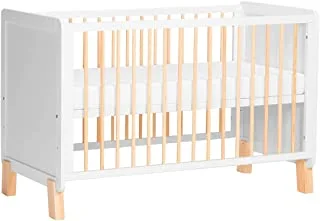 سرير أطفال Kinderkraft الخشبي Nico Guardrail مع مرتبة ، أبيض