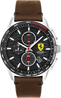 Scuderia Ferrari Pilota Evo Men Black Dial, Brown Leather Watch - 0830879