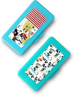 Disney Mickey Mouse 2 PACKS Baby Wipes Dispenser, Portable Wipes Container for Travel, Diaper Bag Accessory Must Have for Newborns, Reusable Wipes Case (Official Disney Product)