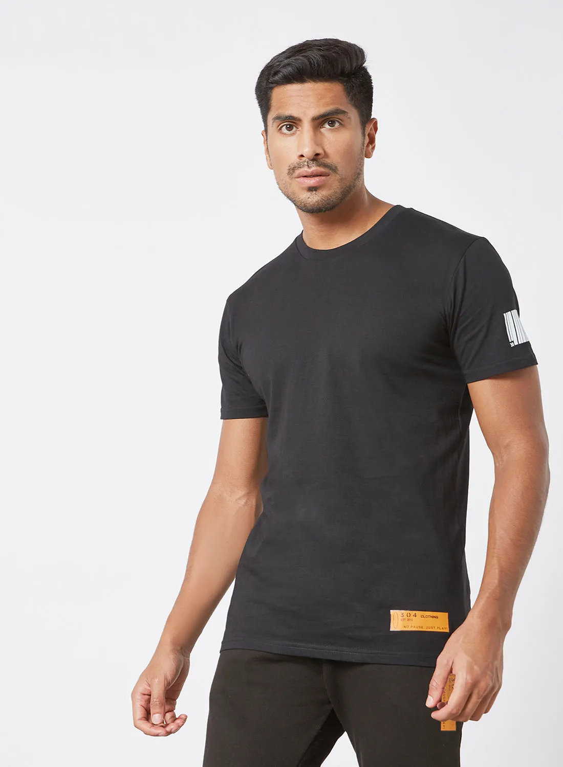 304 Mini Barcode Print T-Shirt Black
