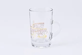 Glass Tea Tumbler W/Handle Set Deyar Gold Sand/6Pcs