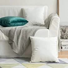 In House Pure White Velvet Decorative Solid Filled Cushion Set Of 5 Pieces, 25 * 25 centimeter