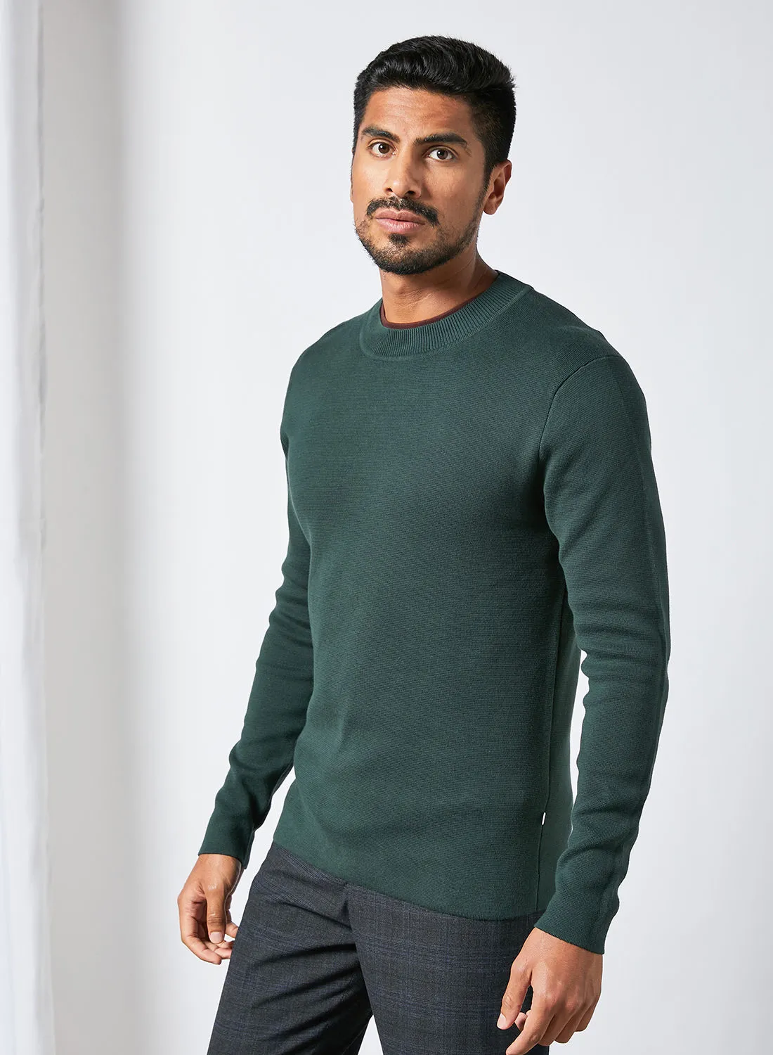 SELECTED Wide Crew Neck Sweater Green
