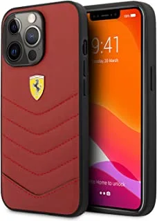 Ferrari Genuine Leather Quilted Edge Hard Case For iPhone 13 Pro (6.1