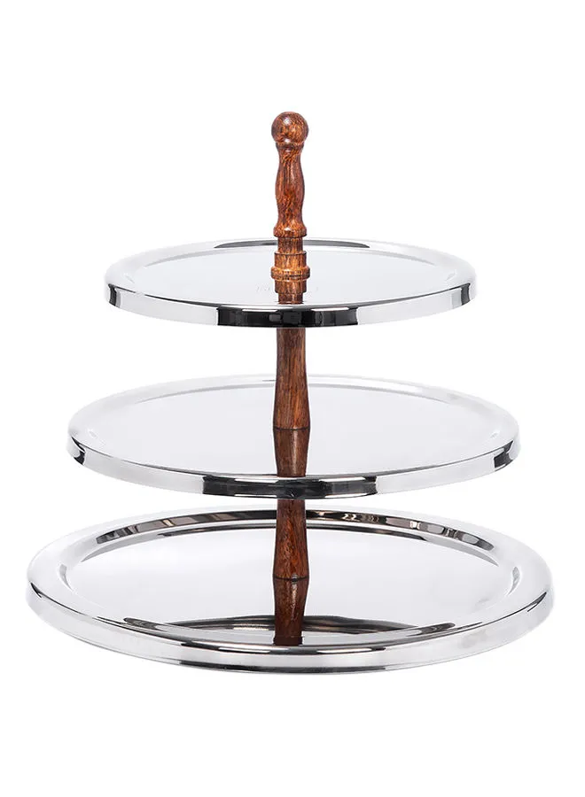 ALA MODE Three-Tier Round Cookies Stand Silver/Brown