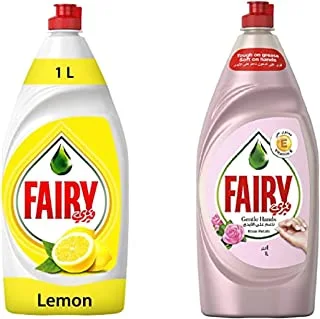 Fairy Dishwashing Saver Bundle - (Fairy Lemon 1L + Fairy Rose Petals 1L)