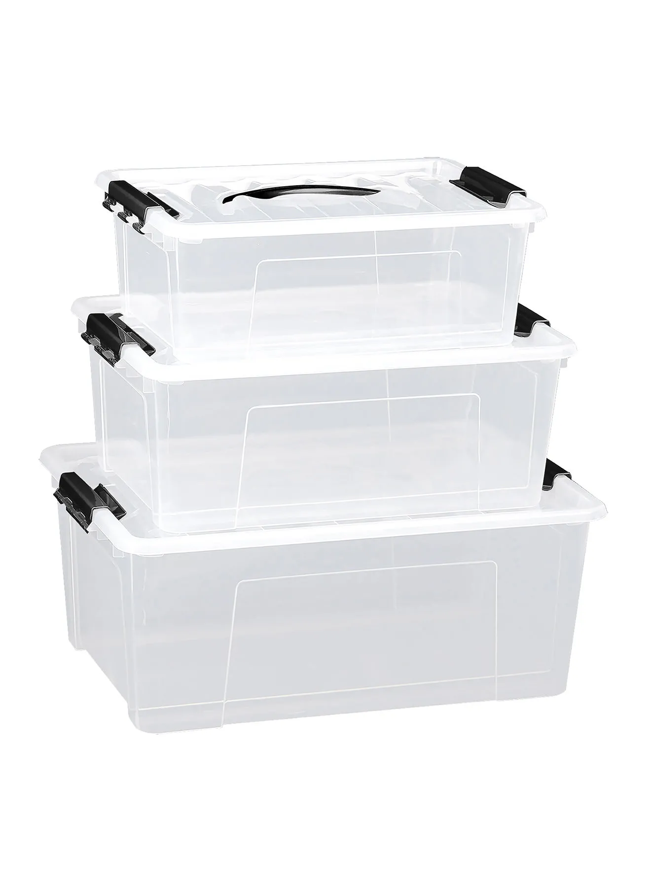 Amal 3-Piece Storage Box Set Clear/Black