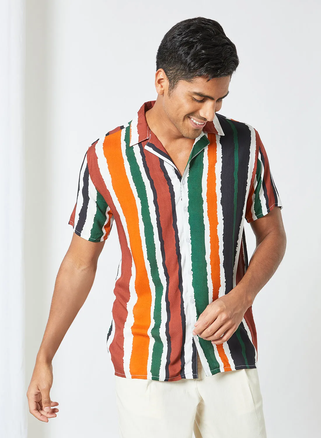 Sivvi x D'Atelier Striped Button Down Shirt متعدد الألوان